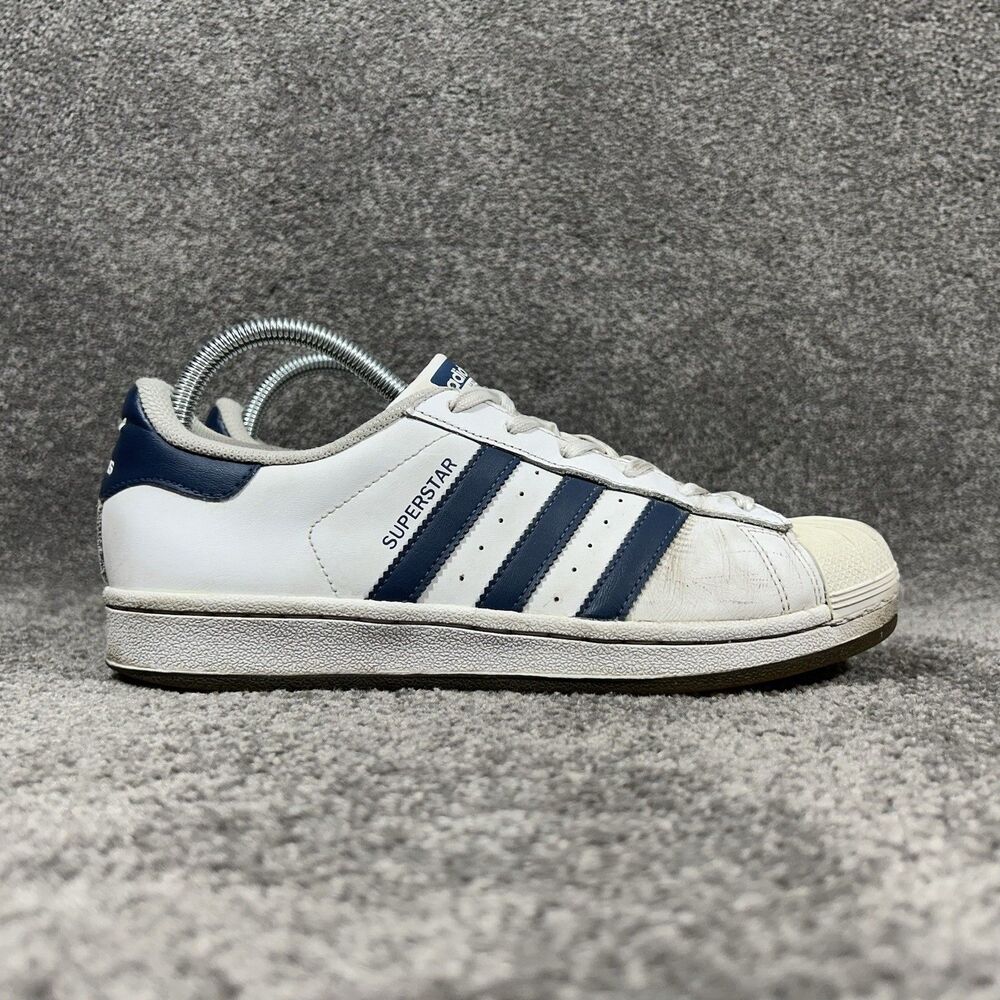 Adidas Superstar B42368 Mens Size 6.5 White Blue Ortholite Athletic Shoes Used
